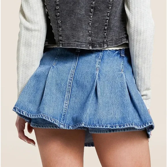 We The Free Blue Denim Mini Skirt - Picture 2 of 8